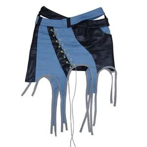 Denim leather skirt